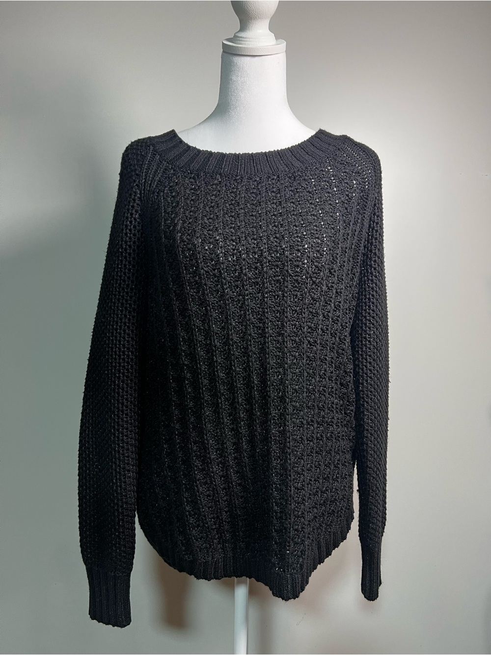 Calvin Klein Black Chunky Knit Crewneck Sweater